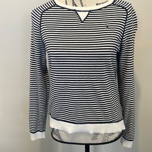 100% COTTON NAVY AND WHITE STRIPED SWEATER